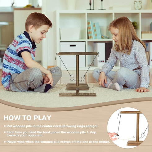 Ring Toss Games for Adults, Fun Hook and Ring Game, Handmade Wooden Interactive Game for Home, Bars and Party Classic Large Size...